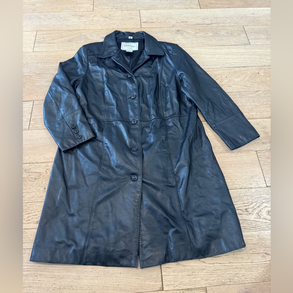 Modern Essentials Women Leather Long Line Jacket Women's Sz XL
